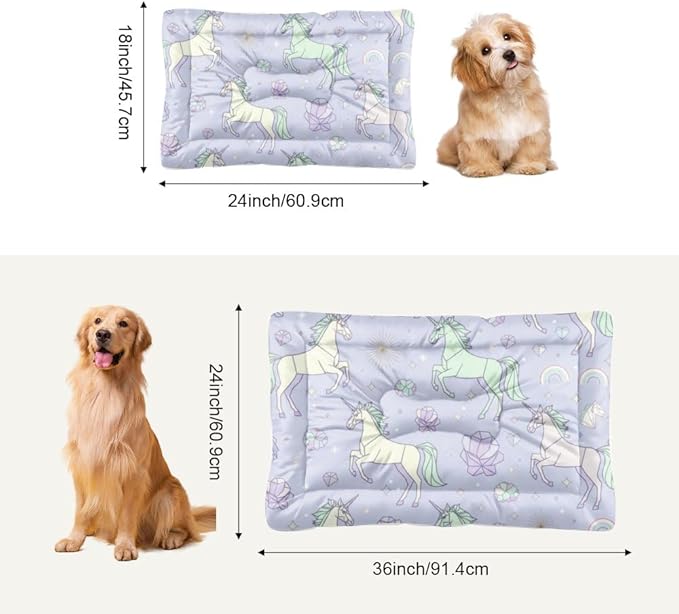 Dreamy Horse Pale Purple Dog Beds and Furniture Pet Sleeping Mat Pet Sleeping Pad Dog Crate Bed Washable Non-Slip Cage Bed for Crate for Cage Mat Large Pillow Indoor Outdoor 24X18 Inch