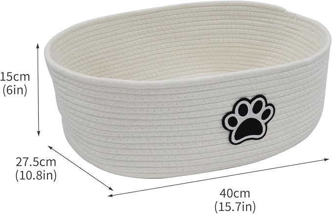 Dog Toy Box Woven Basket,Dog Toys Basket,Dogs Organization and Storage,for Puppy Leash, Blanket Food, Accessories Pet and Household Storing