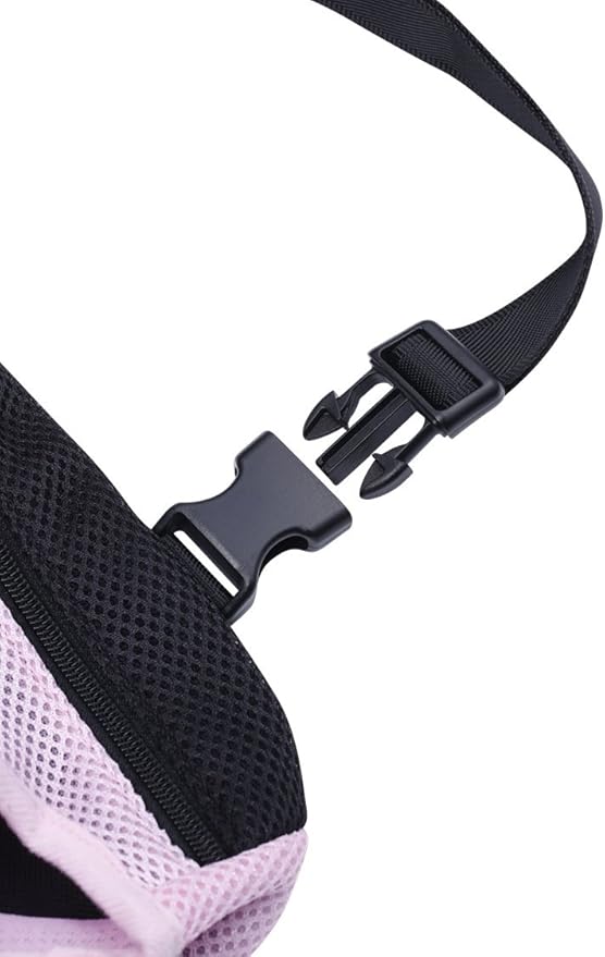Pet Dog Puppy Cat Carrier Five Holes Backpack Double Shoulder Straps Mesh Front Chest Backpack Bag, M, Pink