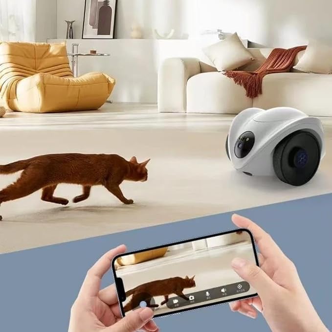Pet Robot Camera 2MP HD WiFi Cameras Motion Detection Two Way Audio Indoor Dog Treat Camera Dispenser Feeder for Home Security(Camera Only)