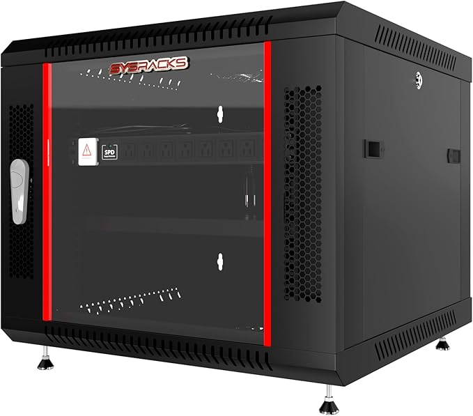 Sysracks 9U Wall Mount Server Rack Cabinet, 19” Locking Network Rack, 24” Deep