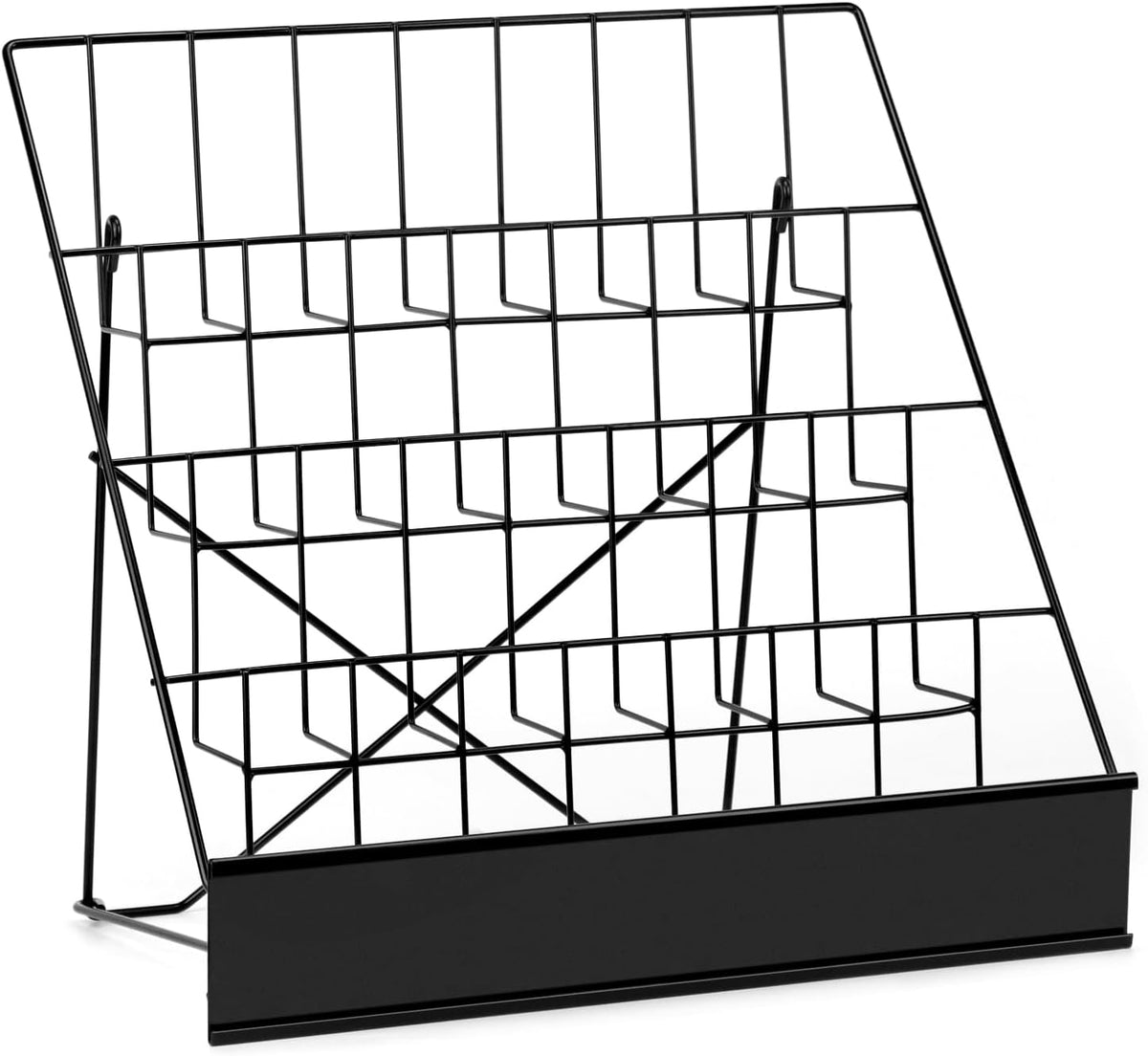 QWORK 4-Tiered Metal Book Display Stand,18.4 x 16.6 x 14.5, Book Signing Wire Rack, Tabletop CD Display Magazine Rack