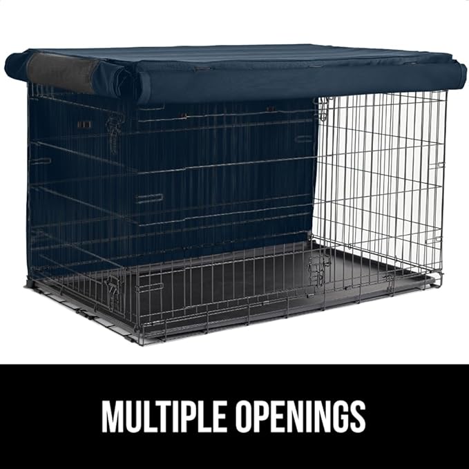 GORILLA GRIP Dog Crate Covers Compatible with Amazon Basics Dog Crates, All Sides Open, Privacy Cover Fits 42" Wire Kennel, Breathable Mesh Windows, Light Reducing Puppy Training Cage Topper, Navy