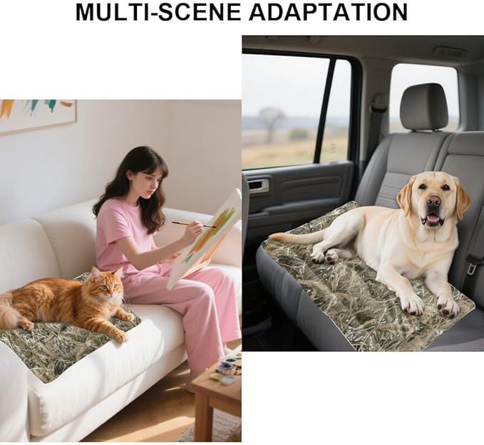 Dry Grass Camouflage Dog Bed for Cage Pet Mat Bed Dog Crate Pads Beds for Crates Washable Non-Slip Crate Washable Machine Mattress Pillows Large Dogs Indoor Outdoor 36X24 Inch