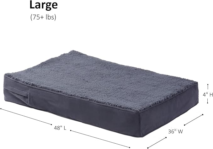 Happy Hounds Oscar Rectangle Orthopedic Foam Sherpa Dog Bed, Large (48 x 36 in.), Prussian Blue