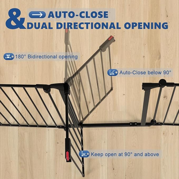 Freestanding Dog Gates with Door Walk Through, Extra Wide Doggy Door 125" W x 29" H Pet Gate Safty 5 Panels Dog Fence for Stairs, Doorways