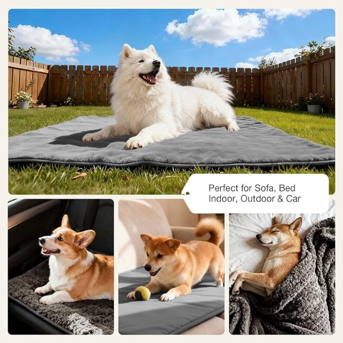 Lekereise Reversible Waterproof Dog Blanket, Super Soft Scratch-Resistant Pet Blanket, Washable Leak-Proof Cover for Sofa Bed Car Seat, for Cats to Large Dogs (Gray, 25" x 35")