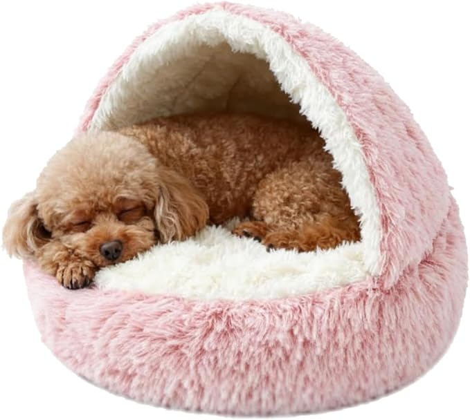 Dog Bed, Dog Bed with Cover Cave, Dual Comfort Design, Pet Bed for Small/Medium/Large Cats and Dogs, Anxiety Relief, Durable & Chew-Proof, Improves Sleep & Behaviour (Pink, 40in)