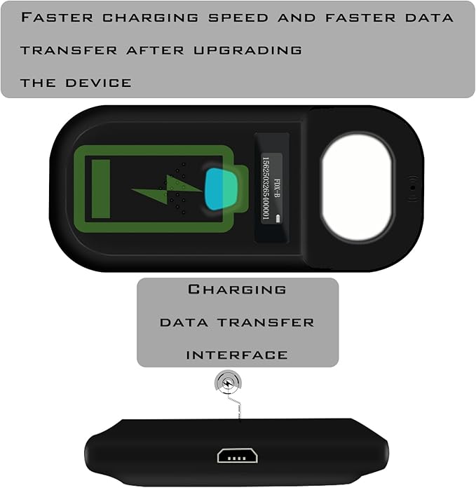Smoostart Pet Microchip Scanner, ISO11784/ISO11785/FDX-B/ID64/EMID Data Storage Microchip Reader for Animal/Pet/Dog/Cat/Pig (Black)