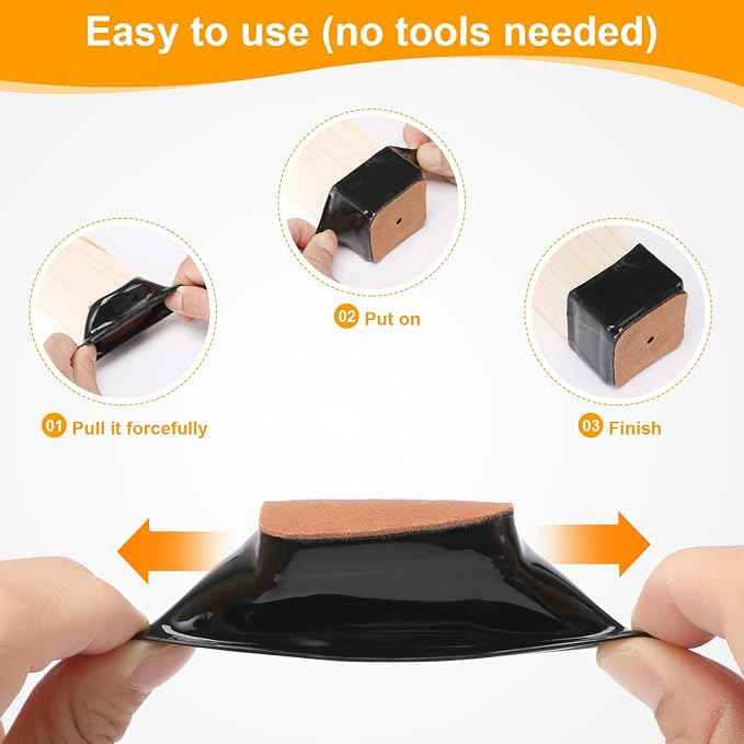 CHUNZEXI 24 Pack Square Chair Leg Floor Protectors