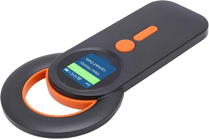Animal Chip Scanner Wireless 2.4G Connection Pet Reader for Efficient Tag Management and Long Battery Life - Support 240 Data Storage for Pet Owners, ABSCurrent, Black and Orange Color