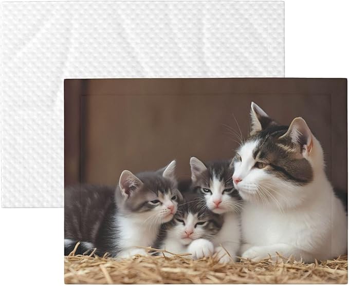 Cat Family Print Soft Plush Pet Blanket, Washable Dog Blanket, Cat Fleece Throw, Puppy Bed Crate Mat & Sofa Couch Protector - Large