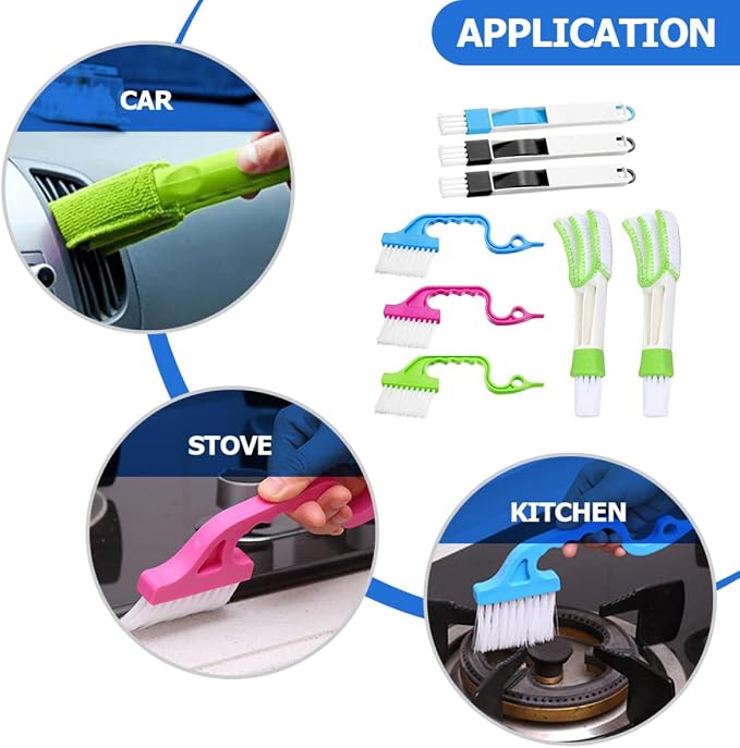 UPKOCH Window Groove Cleaning Brush Set 8pcs Window Gap Scrubber Brushes Dust
