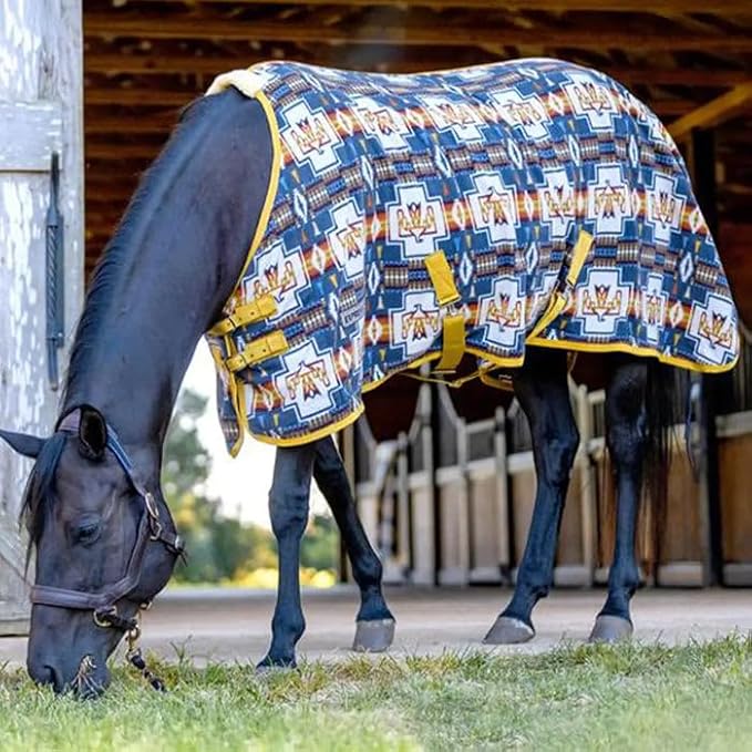 Jeffers Expression Standard Neck Fleece Cooler for Horses, 66"- Equine Towel Blanket, Moisture Absorbent, Light Weight, Best for Drying, Exercise, Bathing, Adjustable Belly Bands - Thunderbird