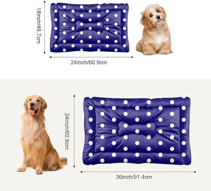Polka Dot Blue Comfy Dog Beds for Medium Dogs Outdoor Mat for Dogs Puppy Pad Crate Beds Washable Non-Slip Washable Crate Bed Cushion Dog Bed Outdoor Mat Cage Small Pets Indoor 36X24 Inch