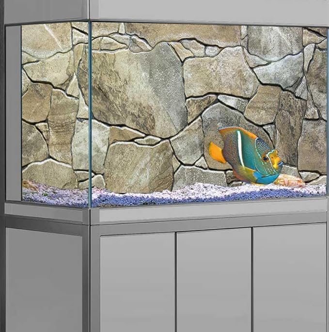 24X16IN Marble Aquarium Background, Art Marble Aquarium Background, Natural Marble Glass Terrarium Background with 8 EVA Double-Sided Tape