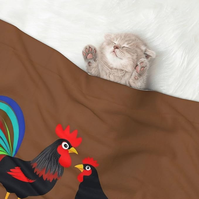 Chicken Farm Animal Print Soft Plush Pet Blanket, Washable Dog Blanket, Cat Fleece Throw, Puppy Bed Crate Mat & Sofa Couch Protector - Small