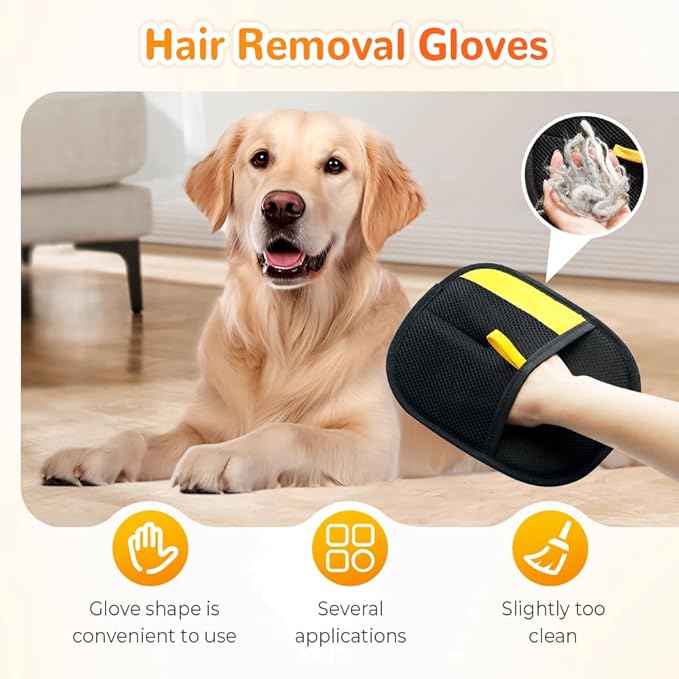 2025 Upgrade Pet Hair Remover Gloves, Reusable Cat Dog Grooming Gloves Pet Hair Remover Electrostatic Gloves, Premium Efficient Pet Hands on for Dogs, Cats & Horses with Long and Short Hair Fur (3)