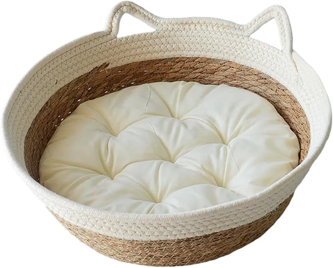 Cat Bed Basket Dog Bed Breathable Winter Summer Durable Washable Round Furniture Protection Pet Scratching Sleeping Bed, Large