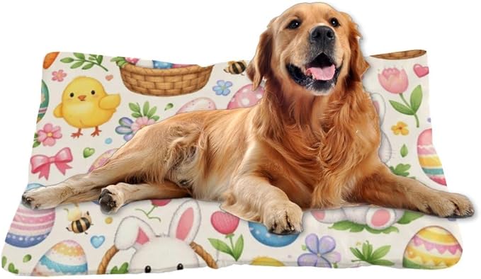 Dog Bed Furniture 36 × 24 Inch Floral Pastel Easter Bunny Egg Chick Dog Pads Crate Pad Easy-Fold Small Crate Bed Cama De Perros Medianos One Pack Pet Pads for Cats Kennel Pad for Travel