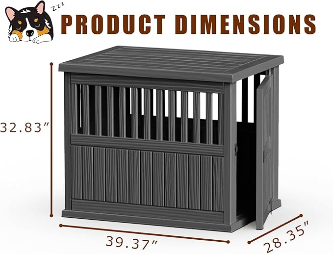 42 Inch Dog Crate Furniture Lockable Dog Kennel Indoor for Large Dogs and Medium Heavy Duty Pet Crate Decorative Pet Cage End Table, Black