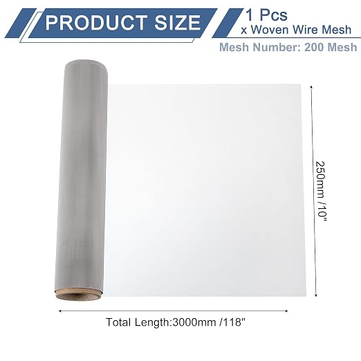 uxcell 200 Mesh 118" x 10" Woven Wire Mesh, 316 Stainless Steel Air Vent Filter