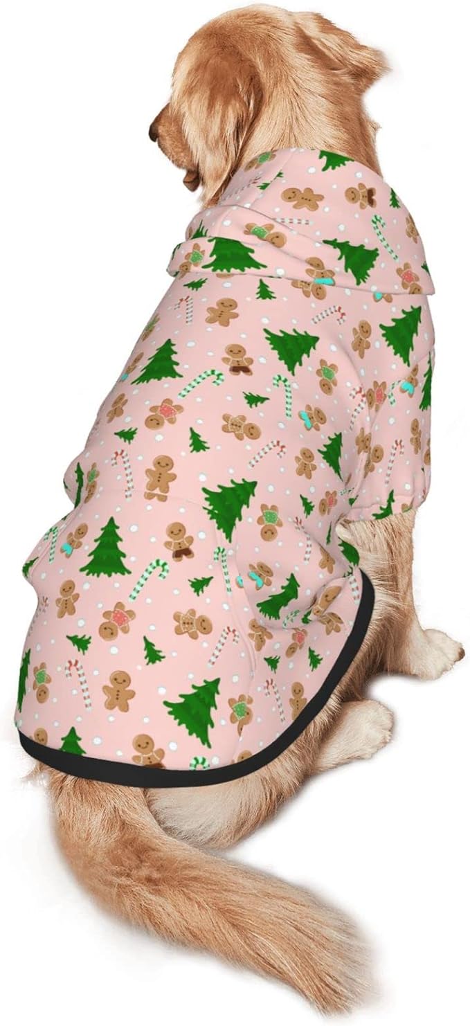 Christmas Gingerbread Men Hoodie,Christmas Cosplay Dog Clothes with Pocket and Hat Winter Clothes Sweaters X-Small