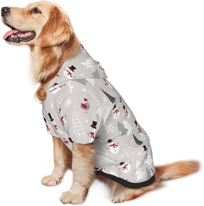 Christmas Gray Snowman Hoodie,Christmas Cosplay Dog Clothes with Pocket and Hat Winter Clothes Sweaters X-Large