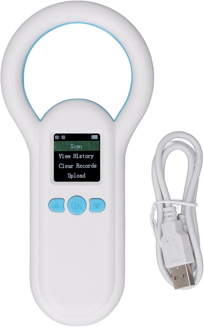 Zunate Animal Microchip Scanner with 1.44 Inch TFT Screen, USB 2.0 and Bluetooth 5.0 Connectivity, Reads ISO 11784/85 FDXB Pet ID Chips, 800mAh Battery