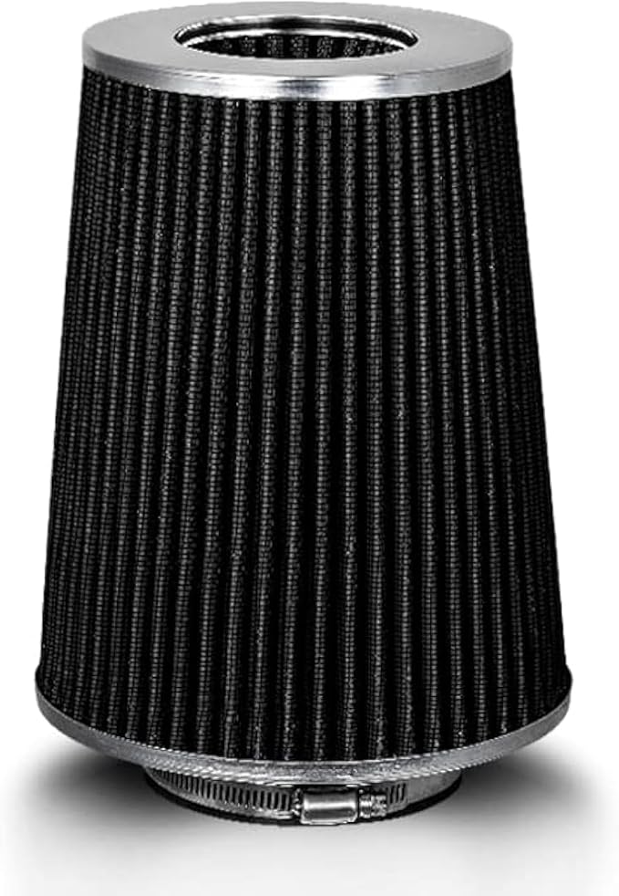 BLACK 4" 102 mm Inlet Truck Air Cone Replacement Performance Washable Clamp-On
