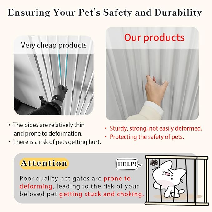 Lumizone Extra Tall Cat Gate 55.12" High Pressure Mounted Extra Wide 2025 New (17 Sizes) 1.37" Gap No Drilling Auto-Close One-Handed Operation Tall Pet Gate for Dogs(White, 55.12" H x 26.18"-29.91" W)