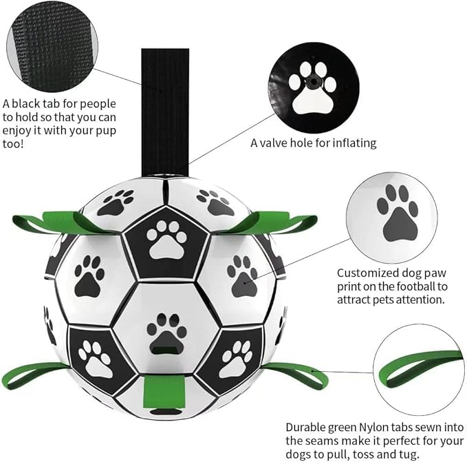 Ropes Soccer Balls Toy - Interactive Dog Toys for Tug of War, Puppy Birthday Gifts, Water Toy, Durable Balls World Cup for Large Dogs (9 Inch)