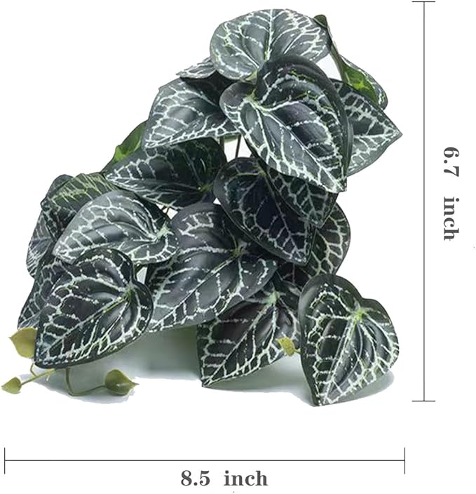 Reptile Plants for Terrarium,Amphibian Habitat Decor,Artificial Plants for Gecko Chameleon Snake Tortoise Bearded Dragon Tank Accessories with Base（Anthurium Crystallinum）