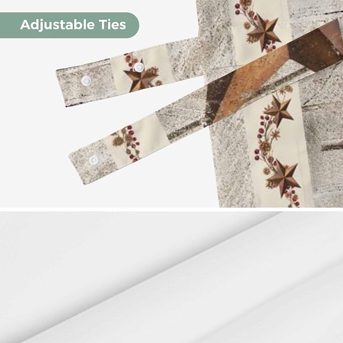 Western Texas Star Retro Tie Up Valance Curtains