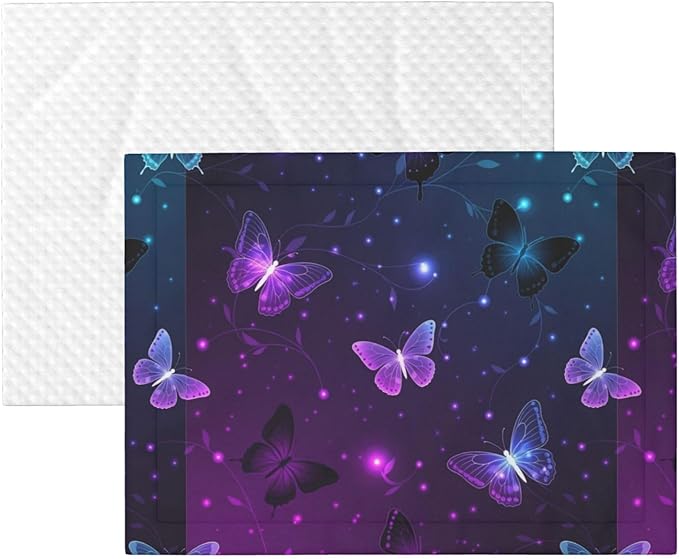 Reversible Dog Blanket for Beds Couches, Background with Night Butterflies, Double Sided Cat Blanket with Textured Dot Feel and Smooth Feel for Seasonal Comfort All Year