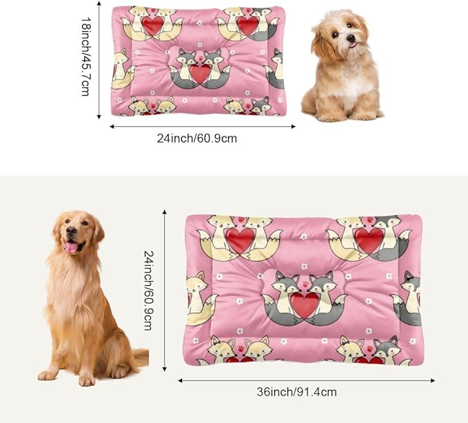 Romantic Fox Pink Puppy Bed Washable Dog Crate Mats Dog Kennel Pad Pillow for Crate Washable Non-Slip Beds for Small Dogs Beds & Furniture Patio Mat Pet Cushion Indoor Outdoor 24X18 Inch