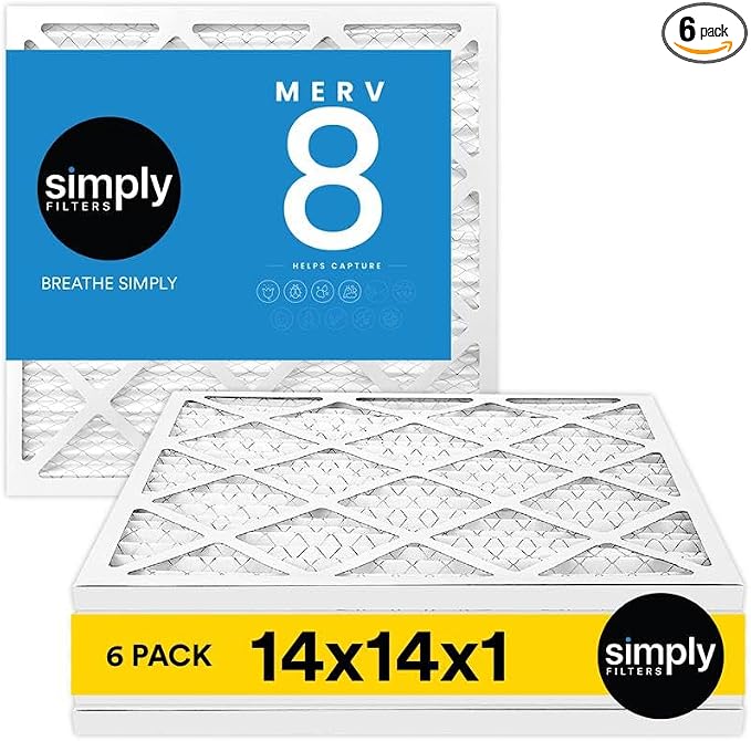 Simply 14x14x1 Air Filter, MERV 8, 6 Pack,
