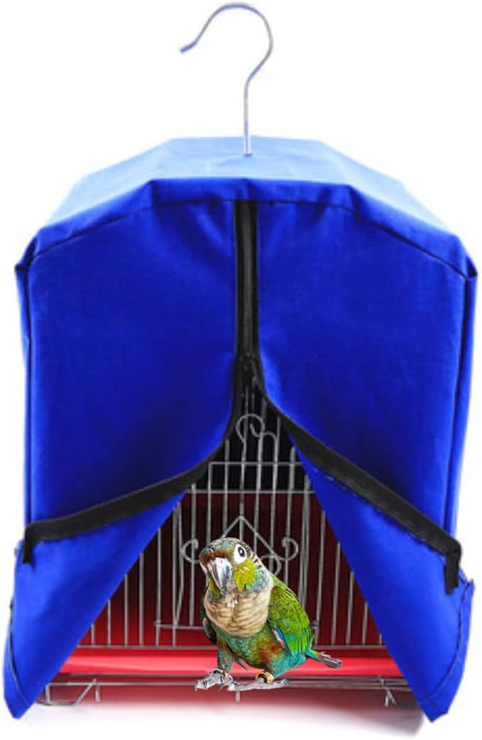 MANON ROSA Bird Cage Cover Birdcage Curtain - Enhanced Privacy Safety Comfort for Parrots Cockatiels Lovebirds Budgerigar Finch Canary Parakeet (M(13" L x 12.6" W x 17.3" H),Blue)