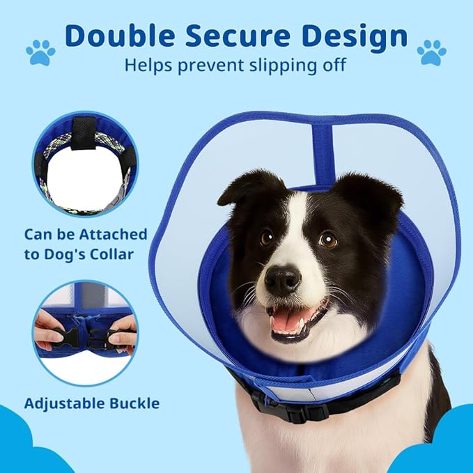Soft Dog Cone Collar, Inflatable Donut Cones Alternative After Surgery for Large/Medium/Small Dogs to Stop Licking, XL Elizabethan Neck Ecollars of Shame with Anti-Lick Shield, Comfy Pillow Recovery