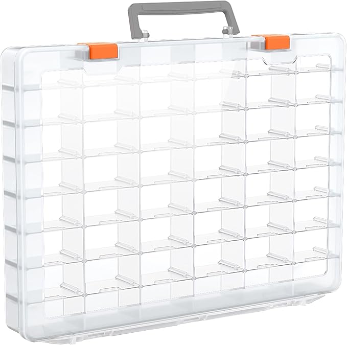 Bluedale 48 Grids Large Plastic Organizer Box with Adjustable Dividers, Beads Storage Containers Compartment Tackle Box Case for Crafts Hobby Small Parts Fishing Seeds Jewelry (Transparent)