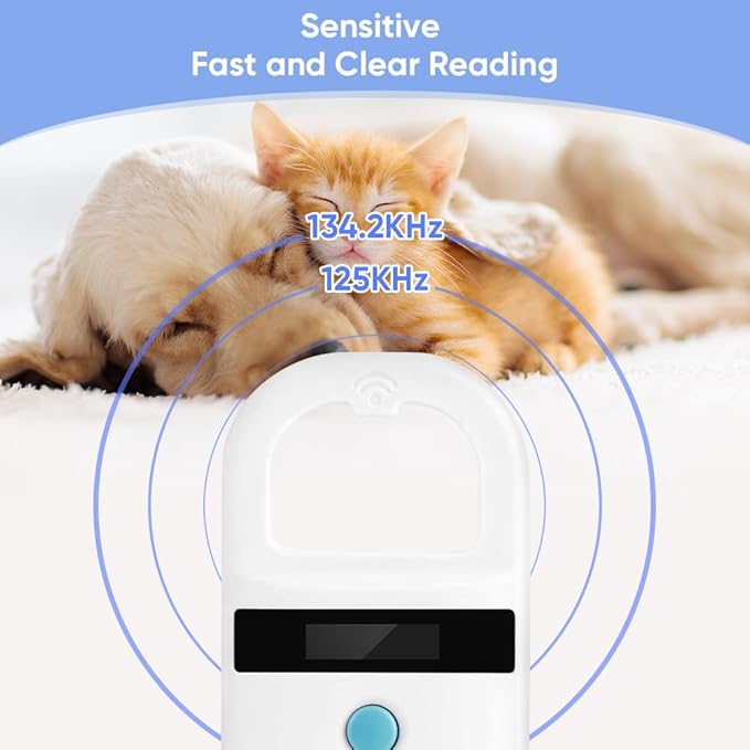 Pet Microchip Reader, Portable Animal Chip Reader with OLED Screen Pet Chip Transponder Microchip, for Animal Pet Pig Dog Cat