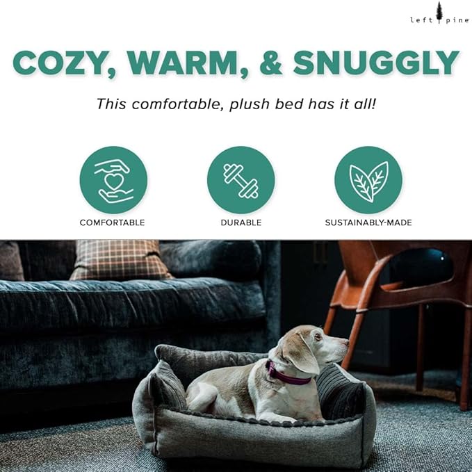 Deep Edge Day Bed, Velvet Sleeping Bed for Puppies & Small Dogs with Bolster Sides - Raised Edges, Memory Foam Cushion, Non-Slip, Machine Washable