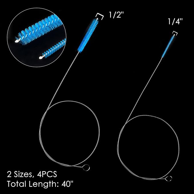 40 Inches Brush Cleaner for Cleaning Straw, Kegerator, Feeding Tube, Siphon Hose, Sunroof Drain, Refrigerator Drain, 4PCS (Blue)
