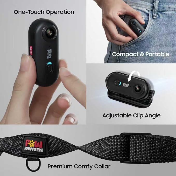 4K UHD Dog& Cat Pet Camera Collar, Video Recorder with Phone App View, Outdoor & Indoor POV Action Cam for Small and Medium-Black Cam-Collar Pink M 64g