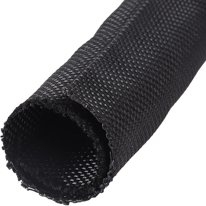 Black-Braided-Wire-Loom, Mesh Woven Self Wrap Split Sleeving for Automotive Wires/Audio Video Cable/Multi-Cable Strings (1" - 16 Feet)
