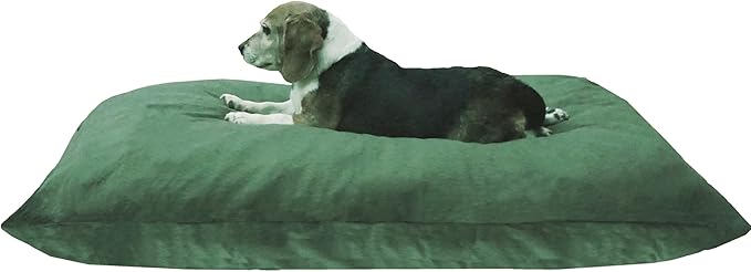 Dogbed4less Shredded Memory Foam Pillow Dog Bed with Waterproof Liner and Machine Washable Cover (Green Canvas, Large 48"X29")