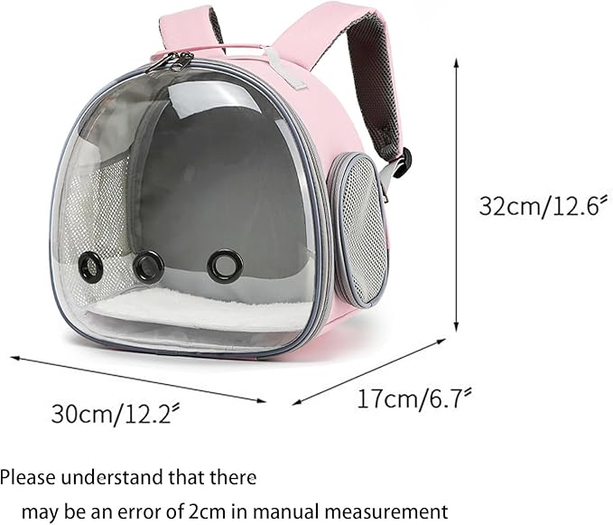 Portable Travel pet Backpack Carrier Small Animal Travel Bag for Hamster, Guinea Pig, Bird, Cat, Rabbit, Pink (Pink)