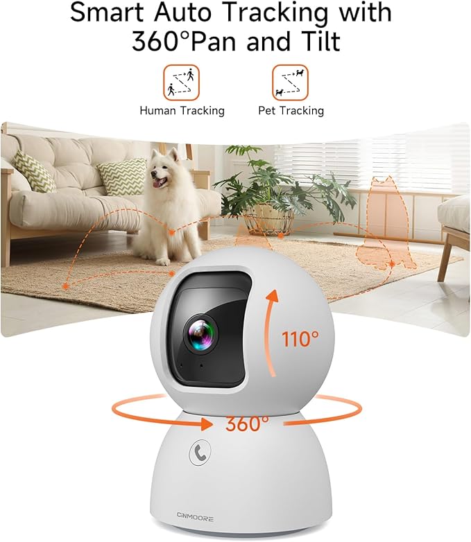 2 Pack 5G Pet Camera Indoor with Phone App, 3K Cat Dog Camera with Speaker, 5MP Cameras for Home Security, Person/Pet/Facial AI Detection Pan-Tilt Motion Tracking, 2-Way Talk, 2.4G/5G Dual-Band Wi-Fi