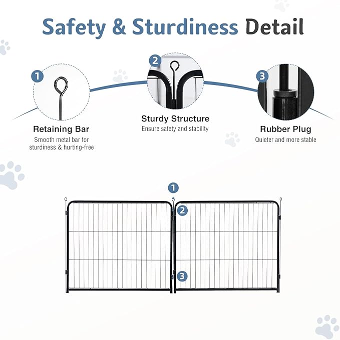 DUMOS Dog Playpen Indoor, Metal 24 Inch 2 Panels Foldable Pet Fence with Door, Outdoor Small Medium Large Dog Puppy Portable Exercise Play Pen for RV Camping, Trips, Play Yard