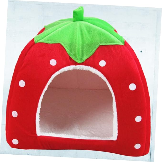 Pet Furniture Pet House Dog Bed Doggie Bed Dog Cot Strawberry Foldable Cat Cave Puppy Sleeping Warm Strawberry Nest Warm Pad